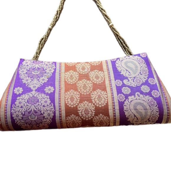 Brocade Boho lined clutch evening bag - Picture 3 of 7